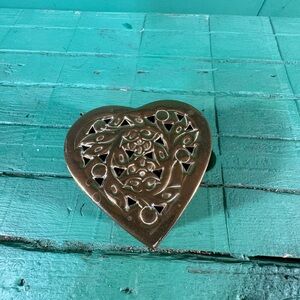 Bronze Heart-Shaped Brass Trinket Box